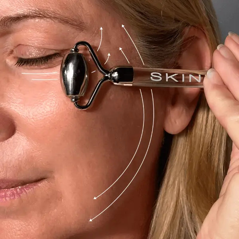 SKINN Cosmetics: Cryo Roller Skincare Stainless Steel Therapy Dual-Ended Professional Grade for Puffiness Reduction Firmness Enhancement & Radiant Complexion Facial Tool