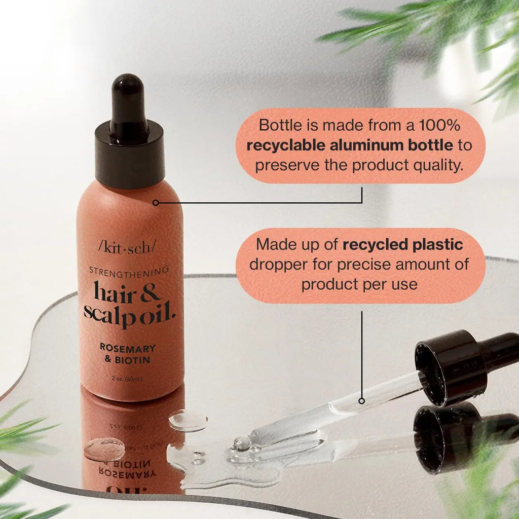 Kitsch Rosemary Oil for Hair Growth and Healthy Scalp, Pre Wash Scalp & Hair Oil Infused with Biotin, Strengthening, Nourishing & Volumizing, Hair Growth Oil - 60 Ml