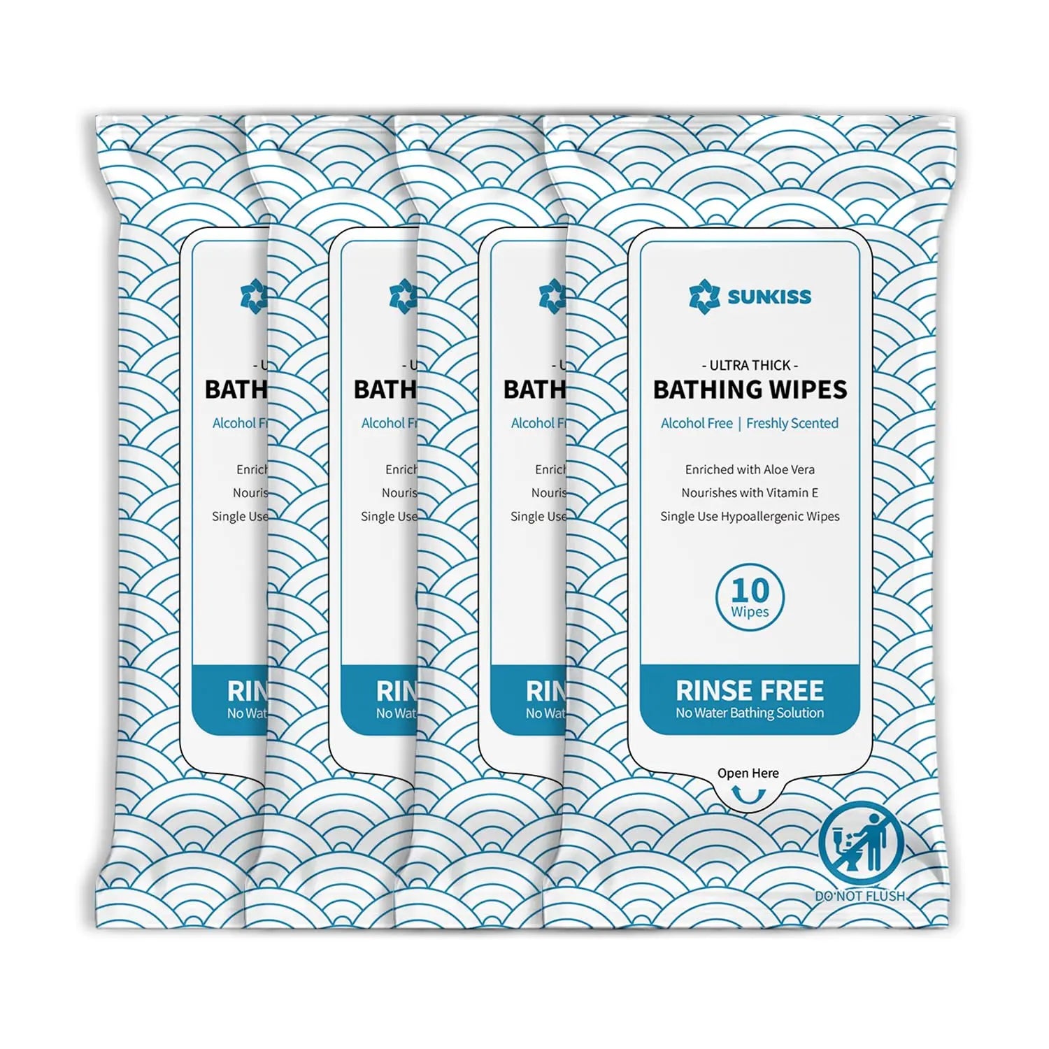 SUNKISS Trustplus Body Wipes with Aloe Extra Thick 8"X12" Cleansing Wipes for Adults Sensitive Skin Disposable Quick-Drying Hypoallergenic