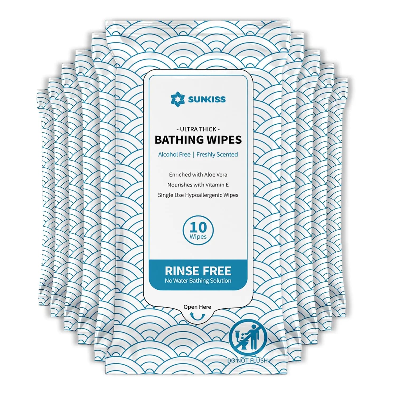 SUNKISS Trustplus Body Wipes with Aloe Extra Thick 8"X12" Cleansing Wipes for Adults Sensitive Skin Disposable Quick-Drying Hypoallergenic
