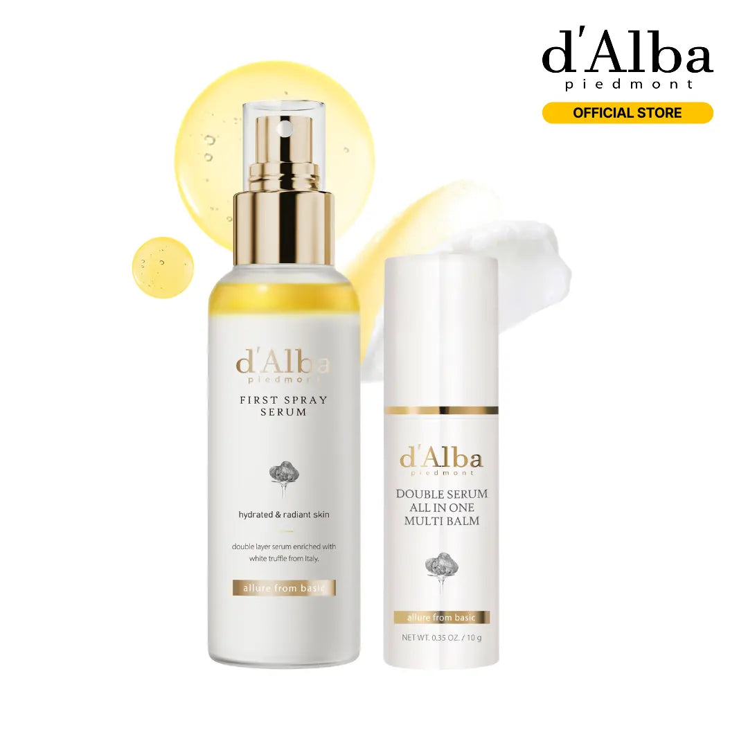 [OFFICIAL D'Alba] [Set] White Truffle First Spray Serum 3.38 Fl Oz + White Truffle Double Serum All-In-One Multi Balm