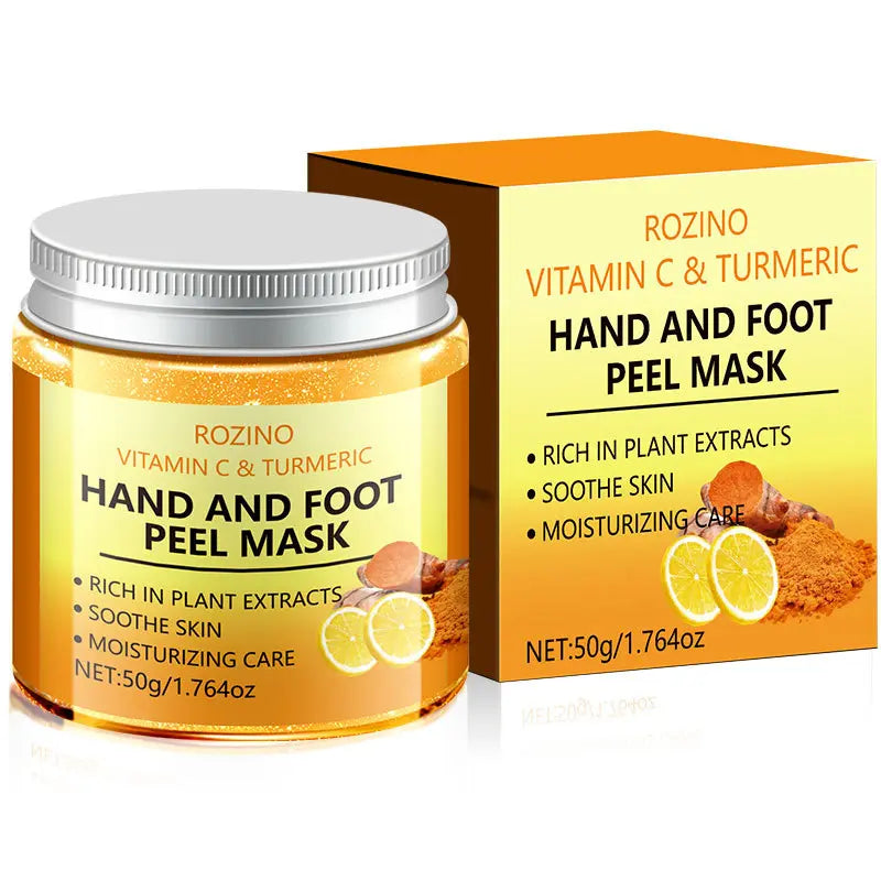 Vitamin C & Turmeric Hand and Foot Peel Mask, Moisturizing Gel Care for Dry Rough Hands and Feet, 1.76 Oz