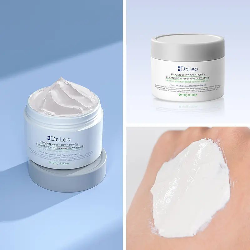 【On Sale】Dr.Leo White Clay Deep Pore Blackhead Cleaning Clay Mask -100G Face Skincare Mask*1Pcs