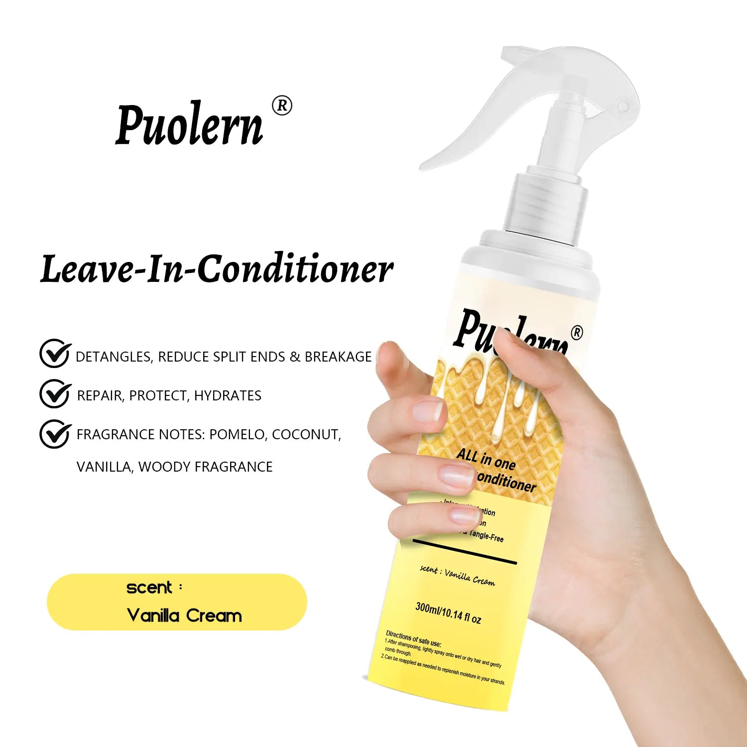Puolern Nutritive Leave-In Conditioner,Repair, PROTECT, HYDRATES,DETANGLES, REDUCE SPLIT ENDS &BREAKAGE