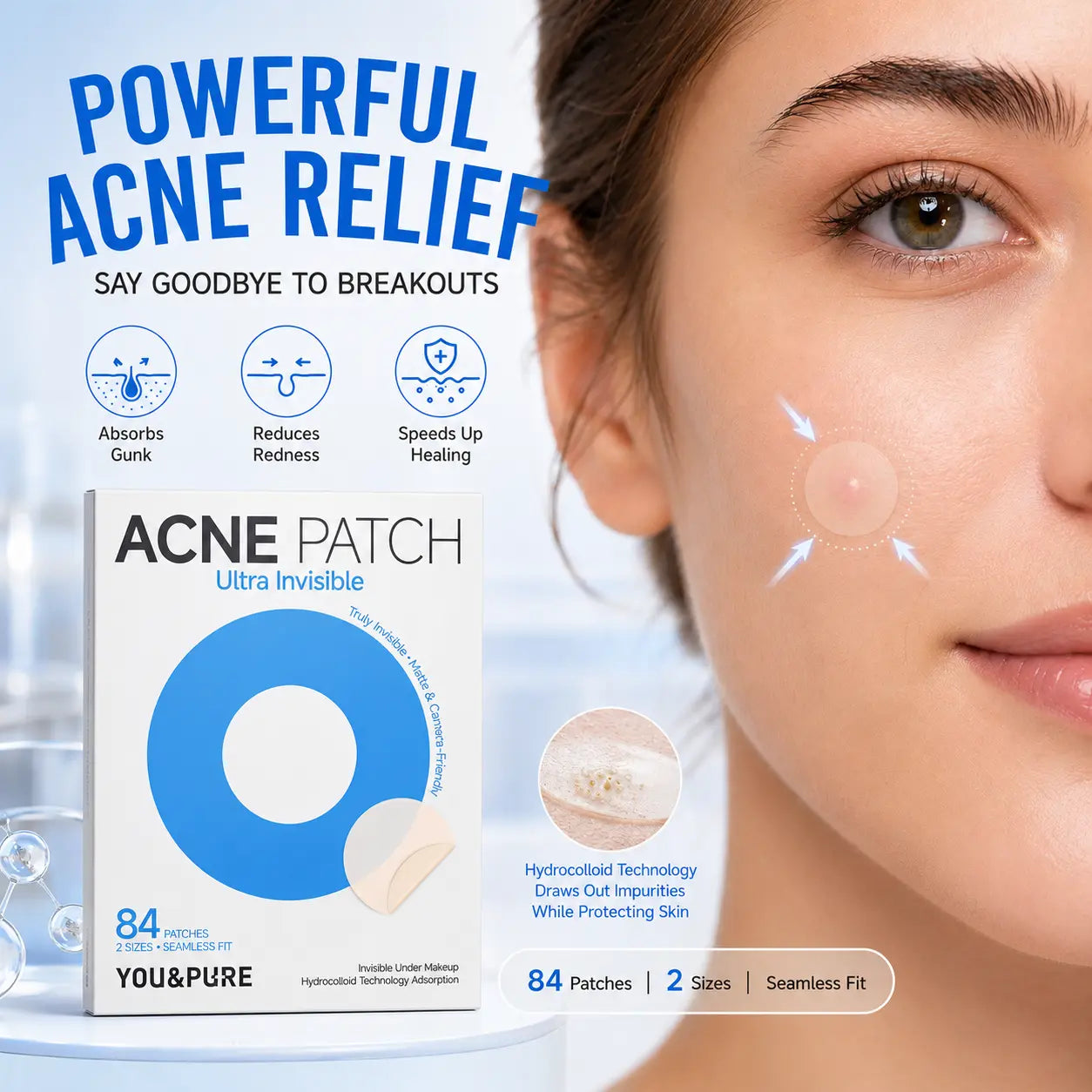 YOU&PURE Acne Patch Ultra Invisible, Acne Treatment Products, Acne Patches, Blackhead Remover, Facial Acne Patches, Acne Cotton Pads, Acne Treatment Strips