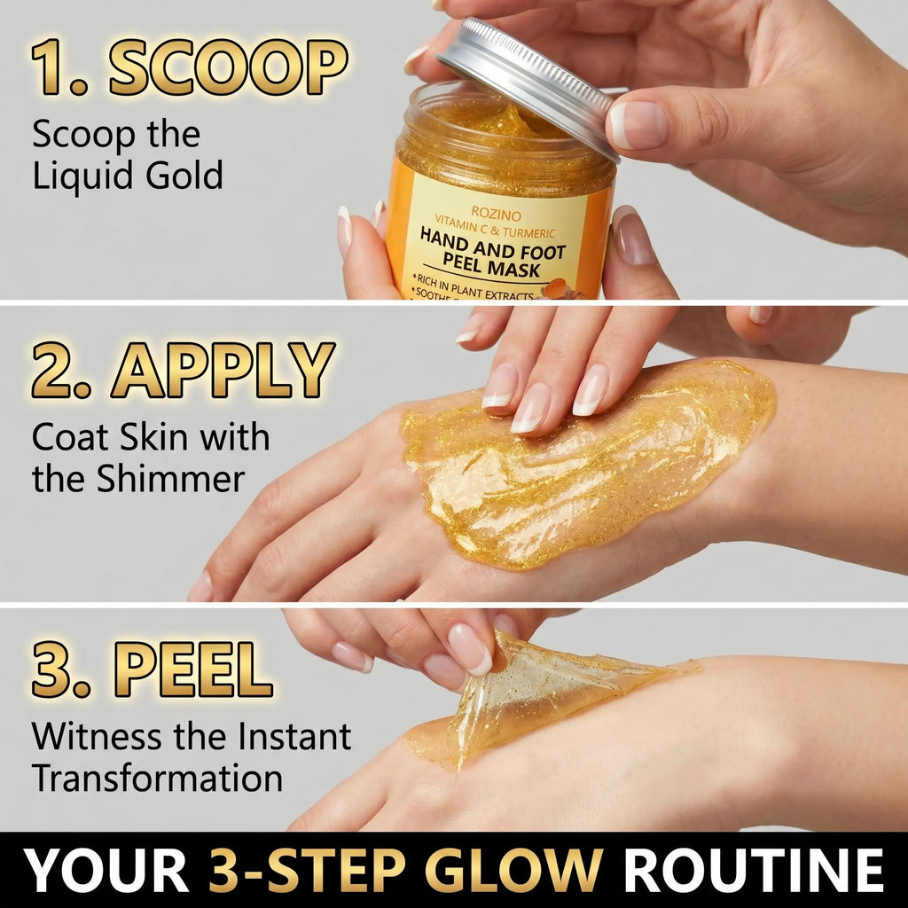 Vitamin C & Turmeric Hand and Foot Peel Mask, Moisturizing Gel Care for Dry Rough Hands and Feet, 1.76 Oz