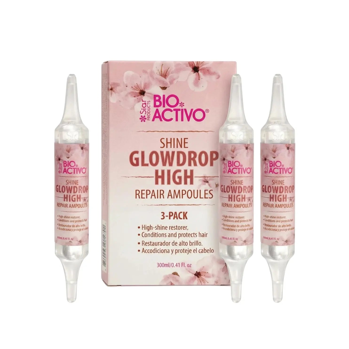 Bio Complex Bioactivo Dominican Hair Ampoules 3-Pack, Keratin Biotin Collagen Castor Oil Leave-In Treatment, High Shine Deep Conditioner for Dry Damaged Frizzy Curly Hair, Salon-Quality Ampollas Capilares 0.61 Fl Oz, Beauty Products, Hair Products