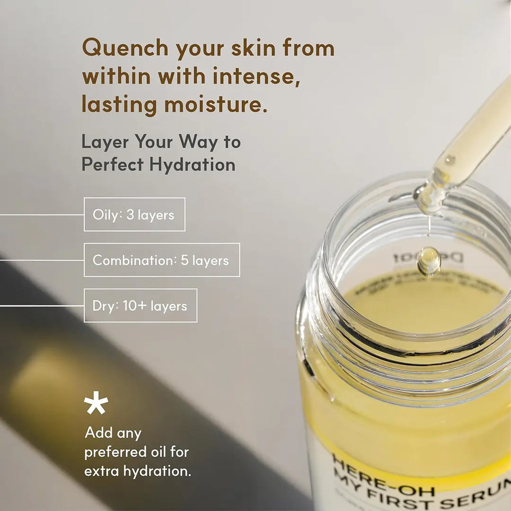[De:Maf Official] Here-Oh My First Serum | Hydrating Deeply with Hyaluronic Acid | Ceramide Barrier Repair | Glow-Boosting Panthenol | Hydrate Moisturizing