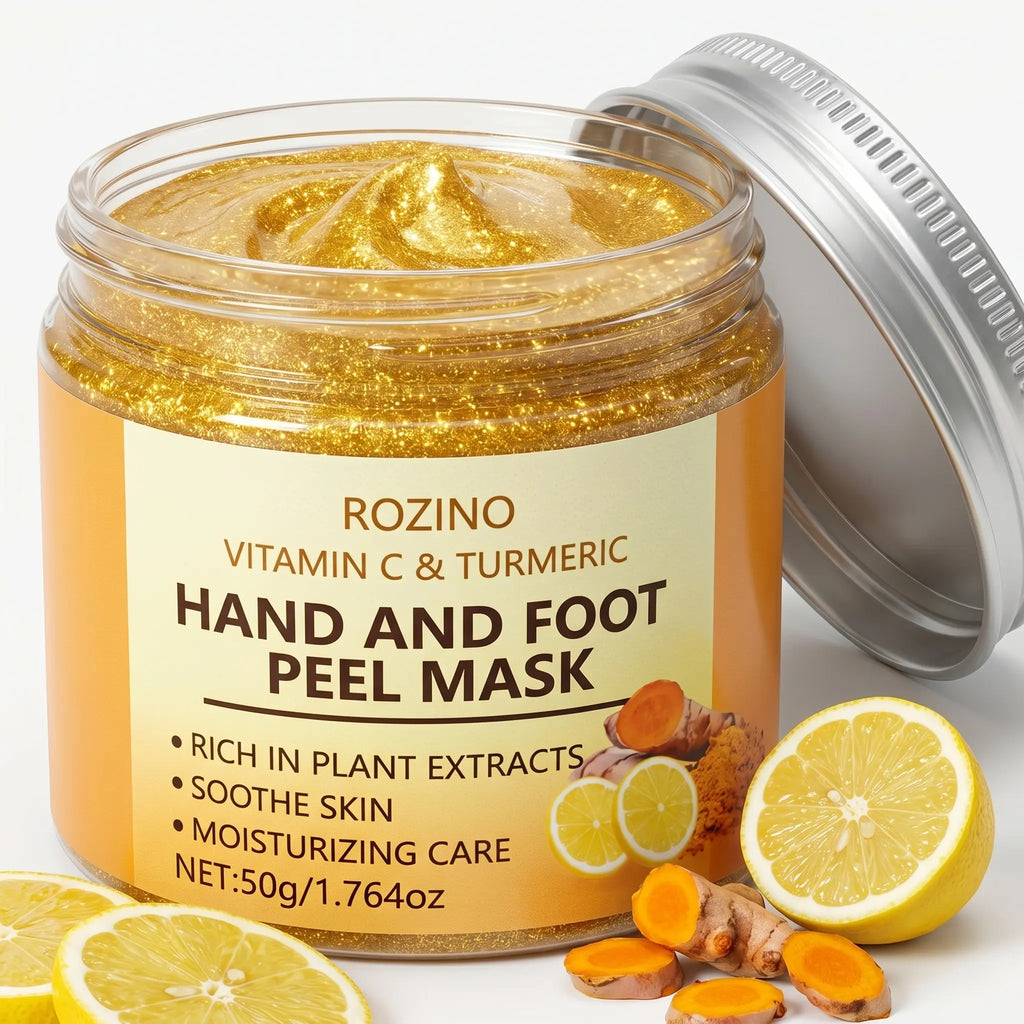 Vitamin C & Turmeric Hand and Foot Peel Mask, Moisturizing Gel Care for Dry Rough Hands and Feet, 1.76 Oz