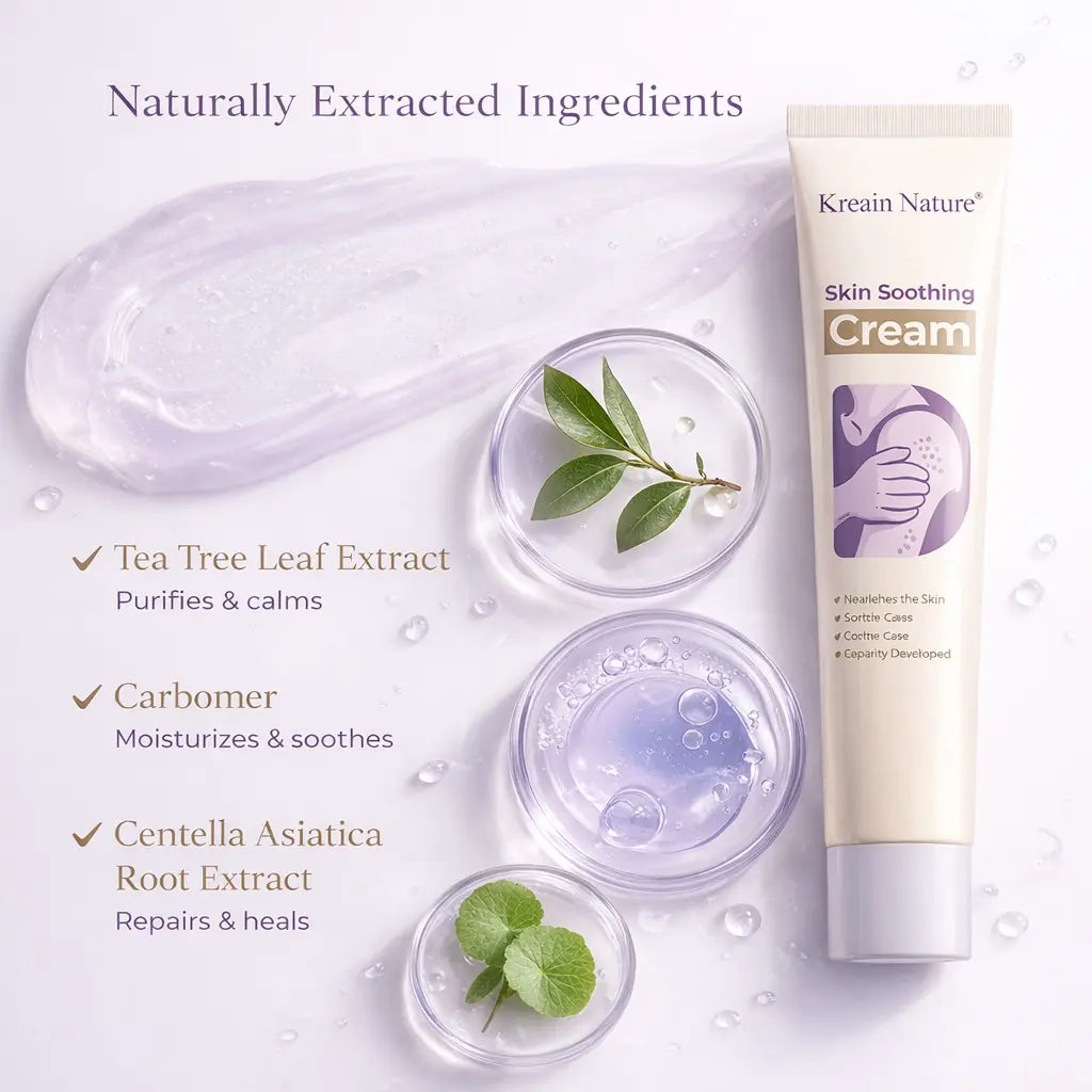 Kreain Nature 1 Skin Soothing Gel - Single Item, Sensitive Skin Care with Natural Extracts of Indian Safflower Root, Tea Tree (Mentha) Leaf and Cica for Irritation
