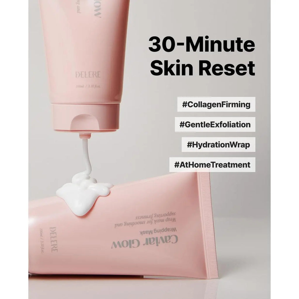 Delere Caviar Glow Collagen Wrapping Mask | Korean Peel off Face Mask for Glowing Skin and Visible Skin Tightening, 3.4Oz
