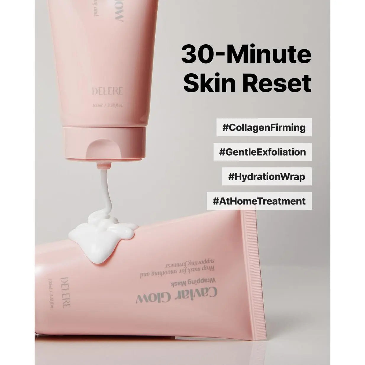 Delere Caviar Glow Collagen Wrapping Mask | Korean Peel off Face Mask for Glowing Skin and Visible Skin Tightening, 3.4Oz