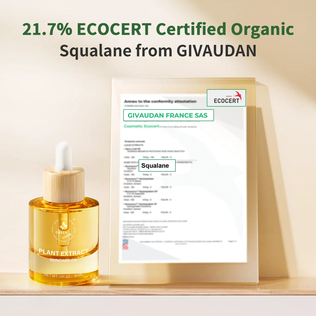 GREEN FARM Squalane Vitamin C Face Oil – Hydrating & Brightening Facial Oil, Non-Greasy Glow for Dry & Sensitive Skin | 1Oz