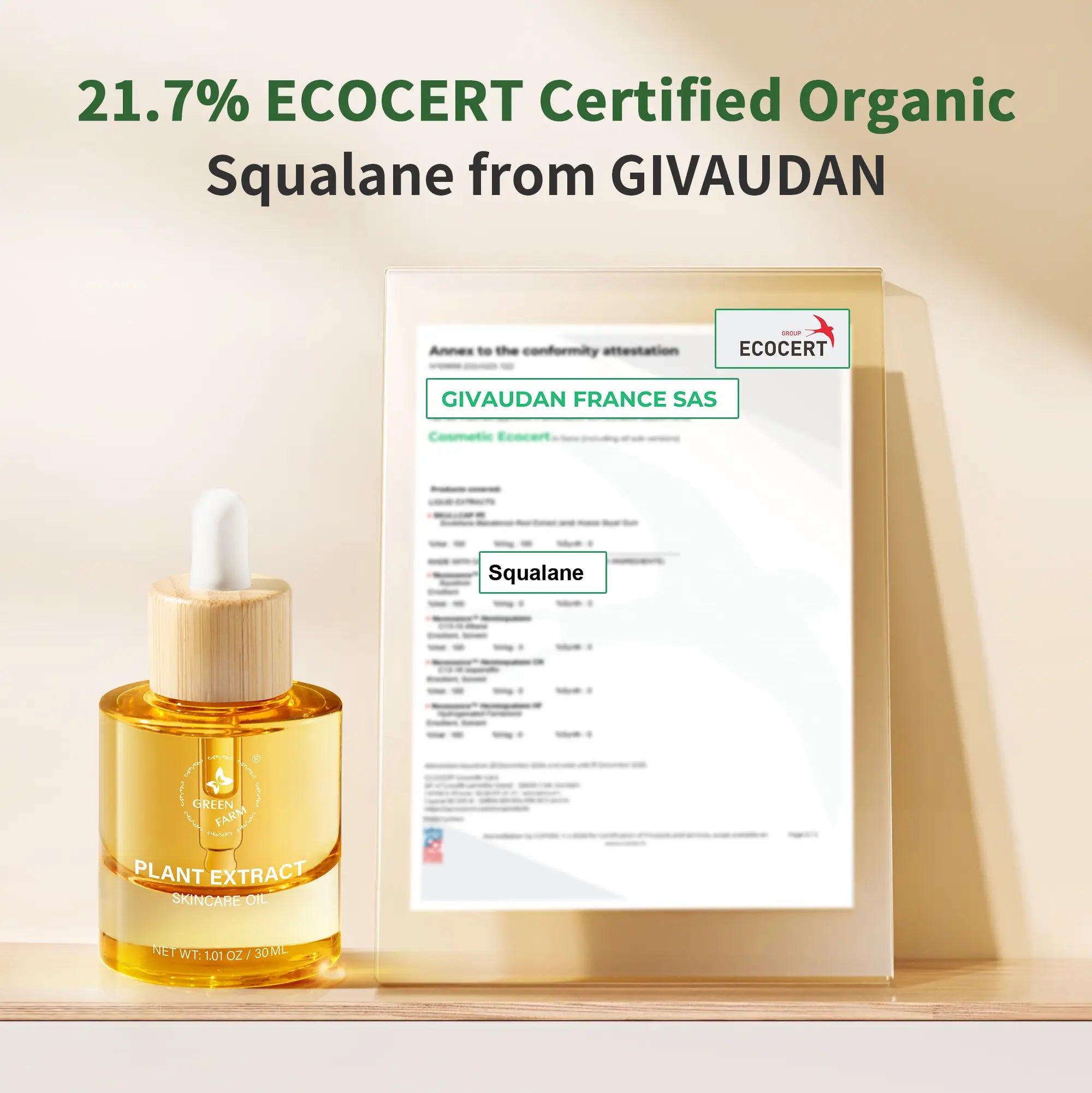 GREEN FARM Squalane Vitamin C Face Oil – Hydrating & Brightening Facial Oil, Non-Greasy Glow for Dry & Sensitive Skin | 1Oz