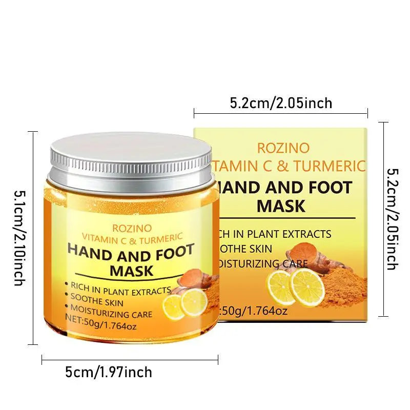 Vitamin C & Turmeric Hand and Foot Peel Mask, Moisturizing Gel Care for Dry Rough Hands and Feet, 1.76 Oz