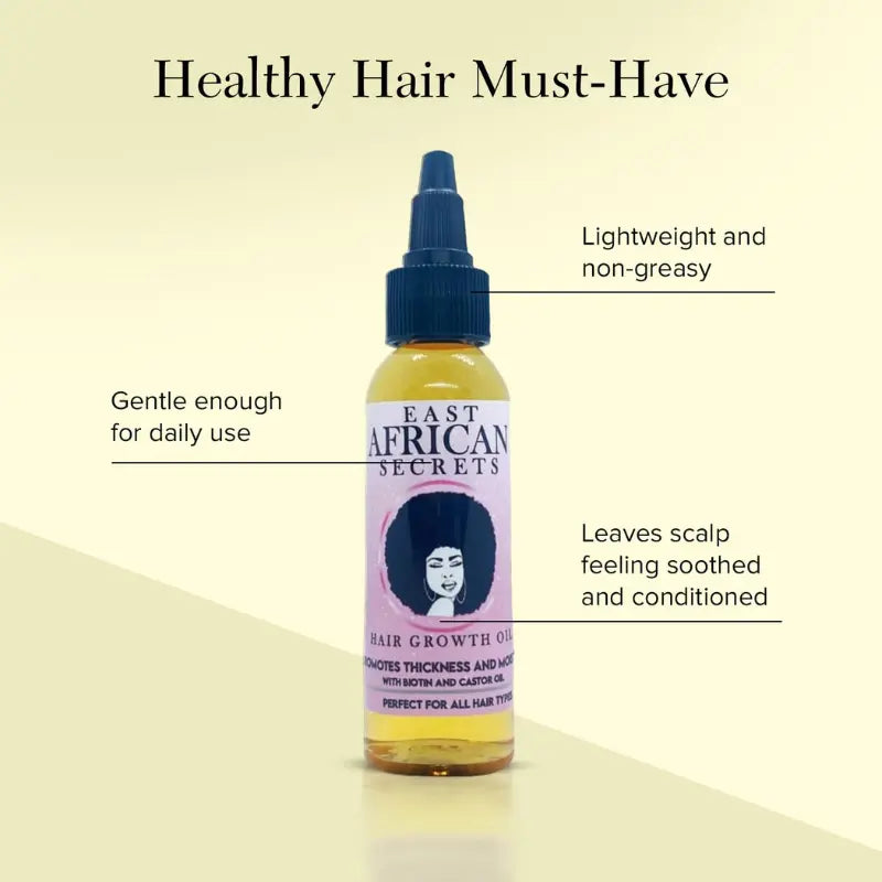 East African Secrets Rapid Hair Growth Oil with Peppermint & Olive for Healthy Scalp - Lightweight Grape Olive Formula 2 Fl Oz Haircare Solution