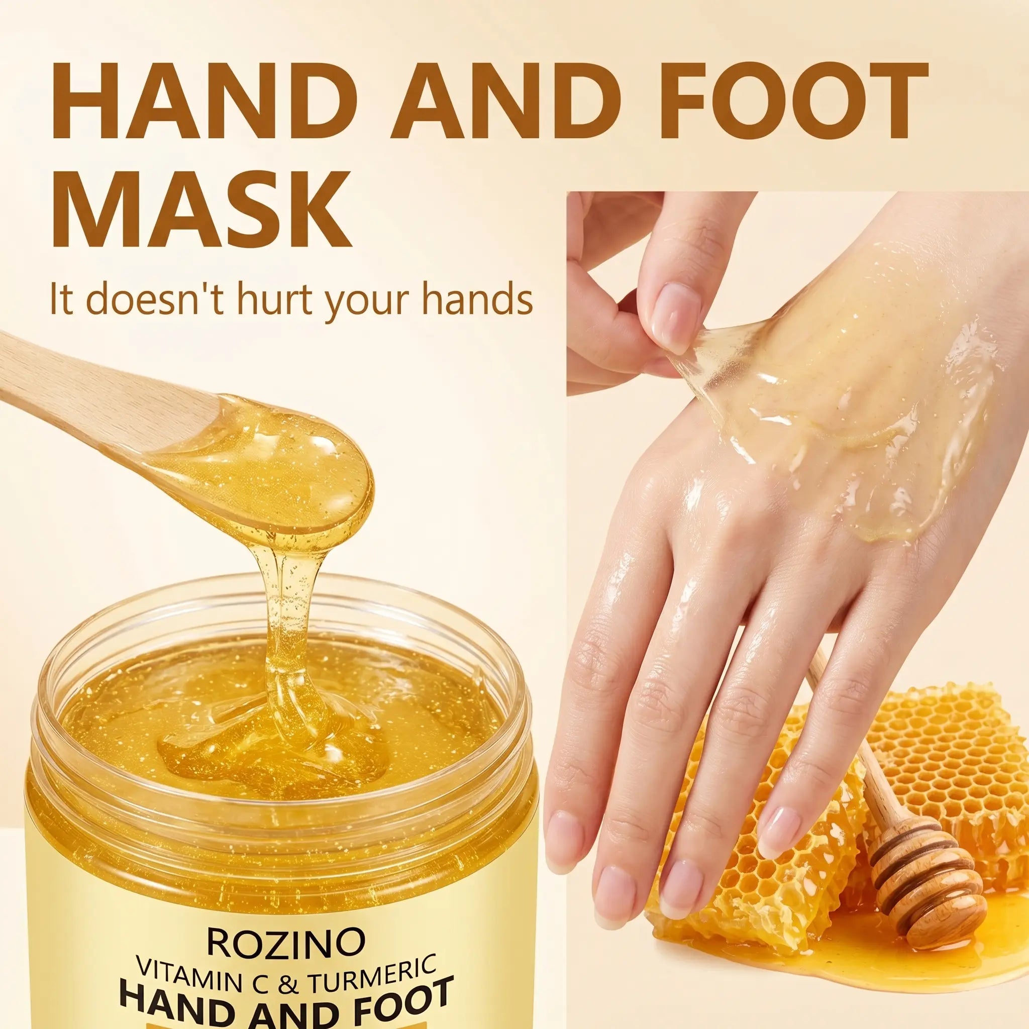 Vitamin C & Turmeric Hand and Foot Peel Mask, Moisturizing Gel Care for Dry Rough Hands and Feet, 1.76 Oz