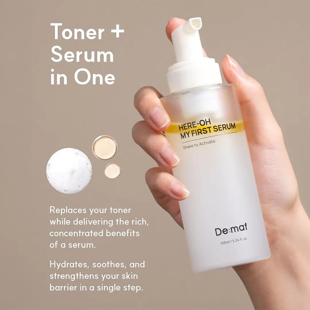 [De:Maf Official] Here-Oh My First Serum | Hydrating Deeply with Hyaluronic Acid | Ceramide Barrier Repair | Glow-Boosting Panthenol | Hydrate Moisturizing