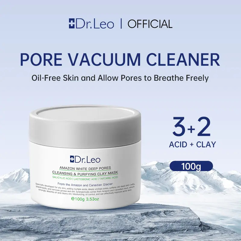 【On Sale】Dr.Leo White Clay Deep Pore Blackhead Cleaning Clay Mask -100G Face Skincare Mask*1Pcs