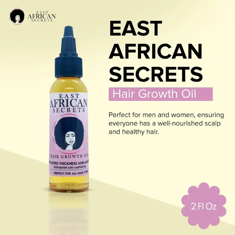 East African Secrets Rapid Hair Growth Oil with Peppermint & Olive for Healthy Scalp - Lightweight Grape Olive Formula 2 Fl Oz Haircare Solution